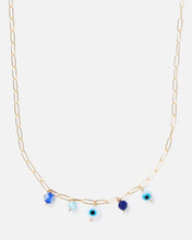 Load image into Gallery viewer, EVIL EYE CHARMED 14K GOLD FILLED NECKLACE