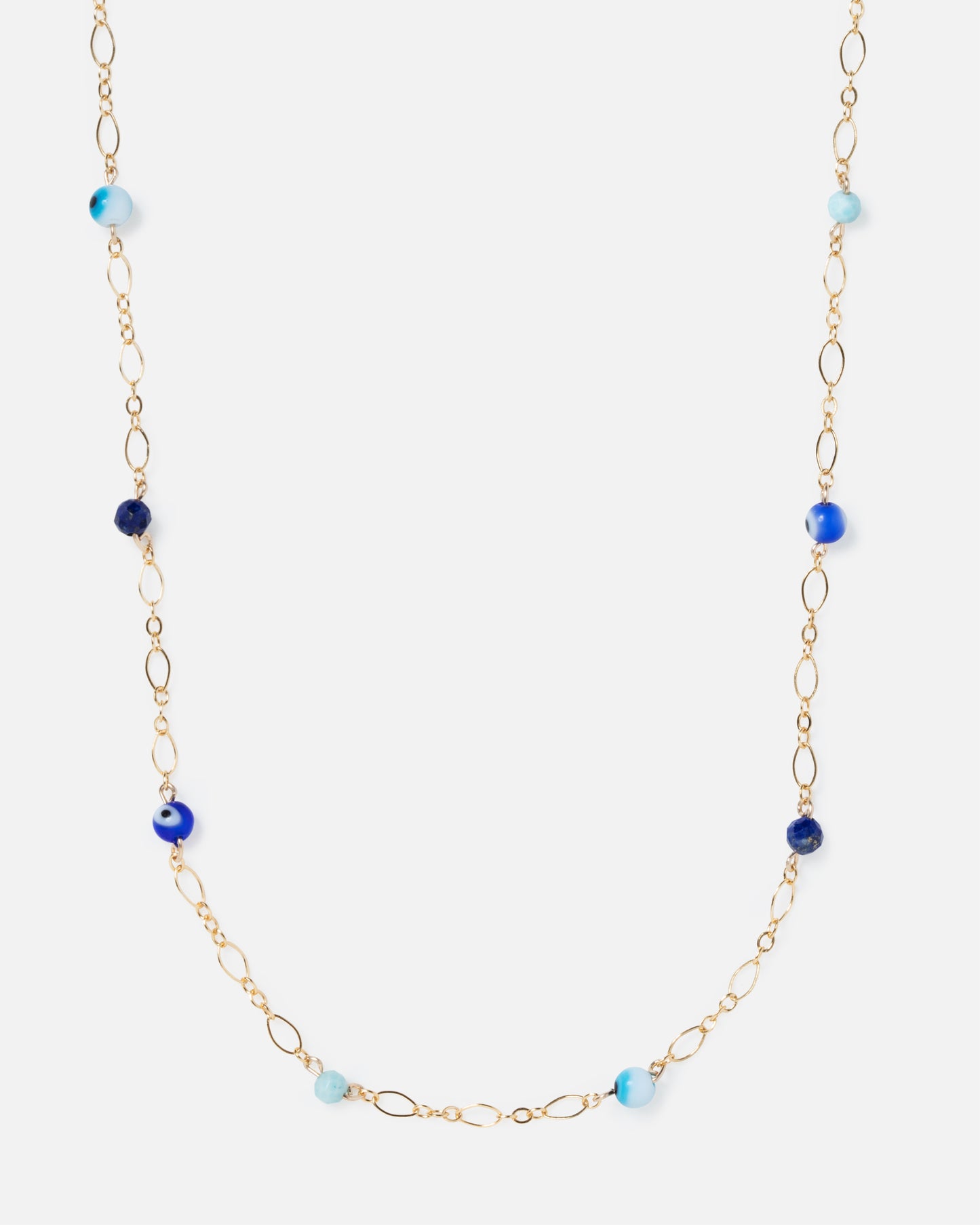 evil eye beads and gemstones with fancy chain