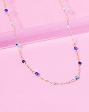 Load image into Gallery viewer, evil eye beads and gemstones on gold chain