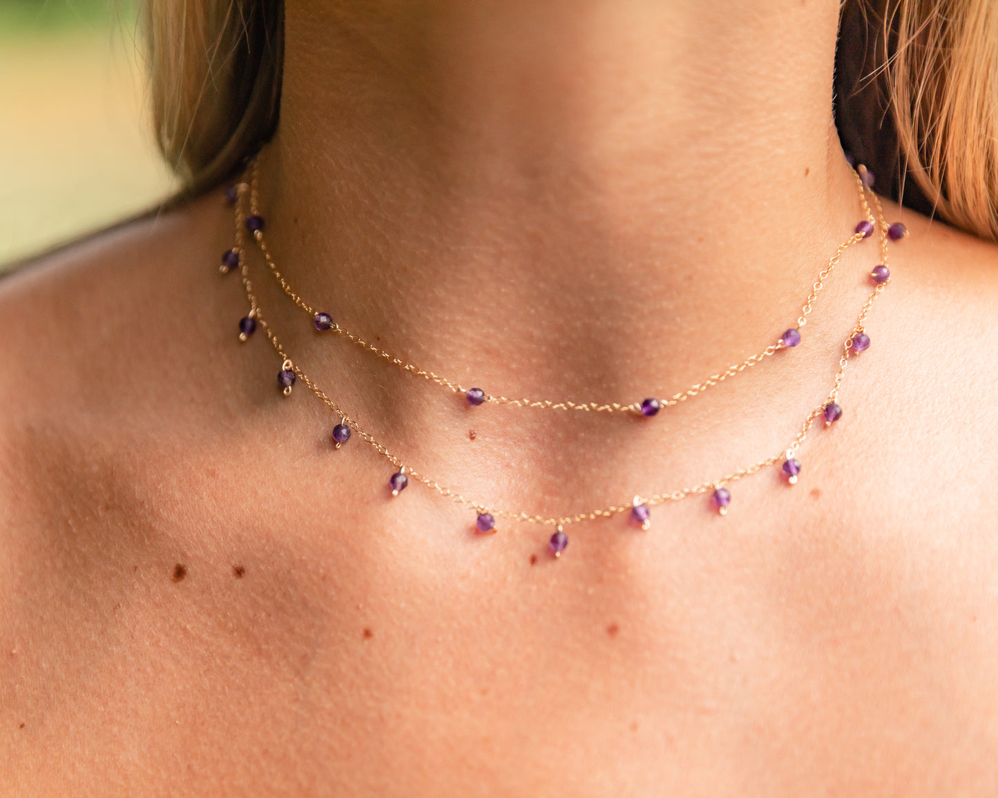 kathy necklace on girl with sprinkles necklace