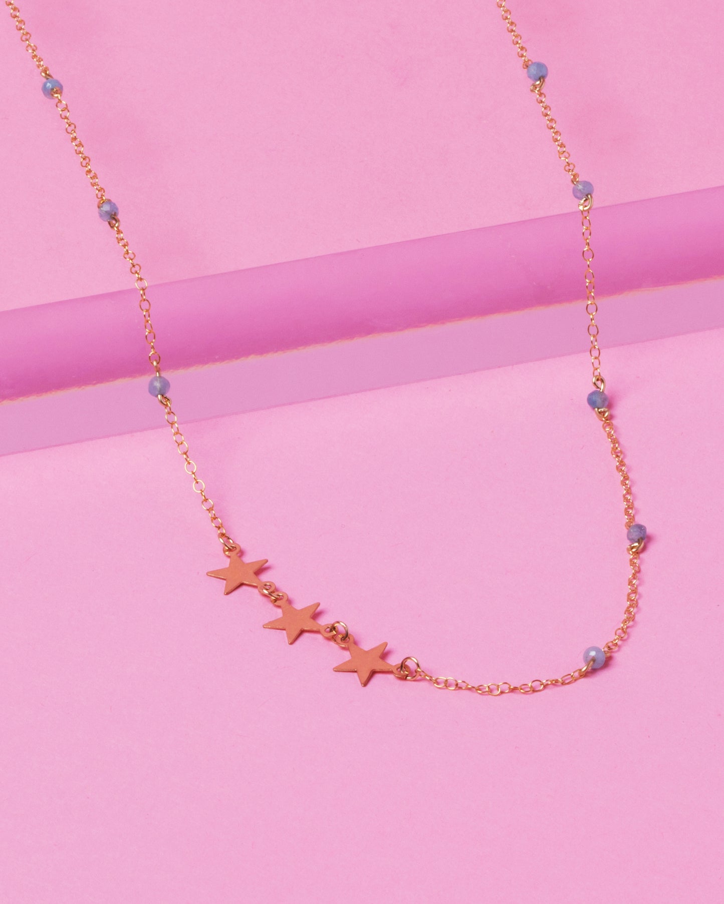 SHOOTING STAR AQUAMARINE 14K GOLD FILLED NECKLACE
