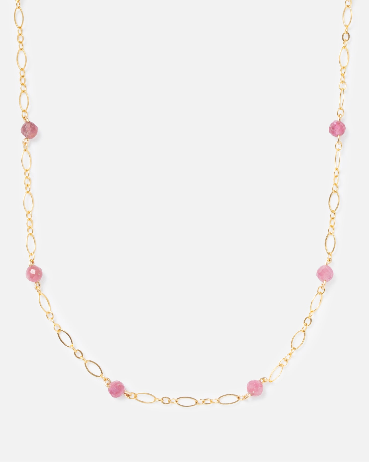 RHODONITE BEADED 14K GOLD FILLED FANCY CHAIN
