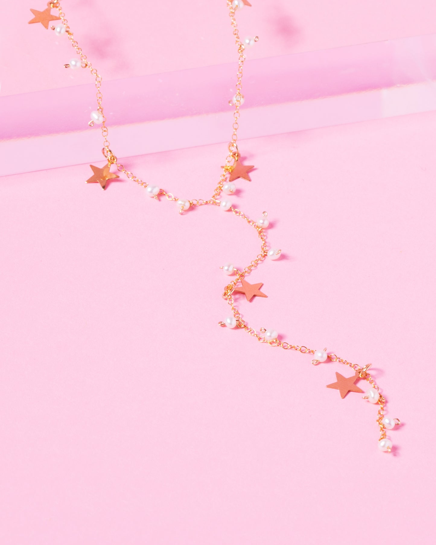 PEARL MADELINE 14K GOLD FILLED STARS DROP NECKLACE