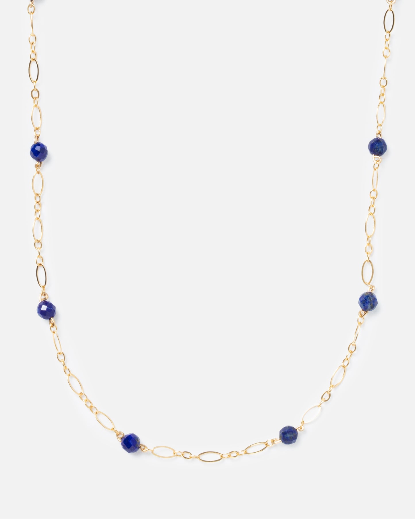 LAPIS BEADED 14K GOLD FILLED FANCY CHAIN