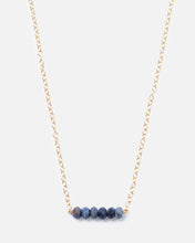 Load image into Gallery viewer, 6 sapphire gemstones on a gold necklace