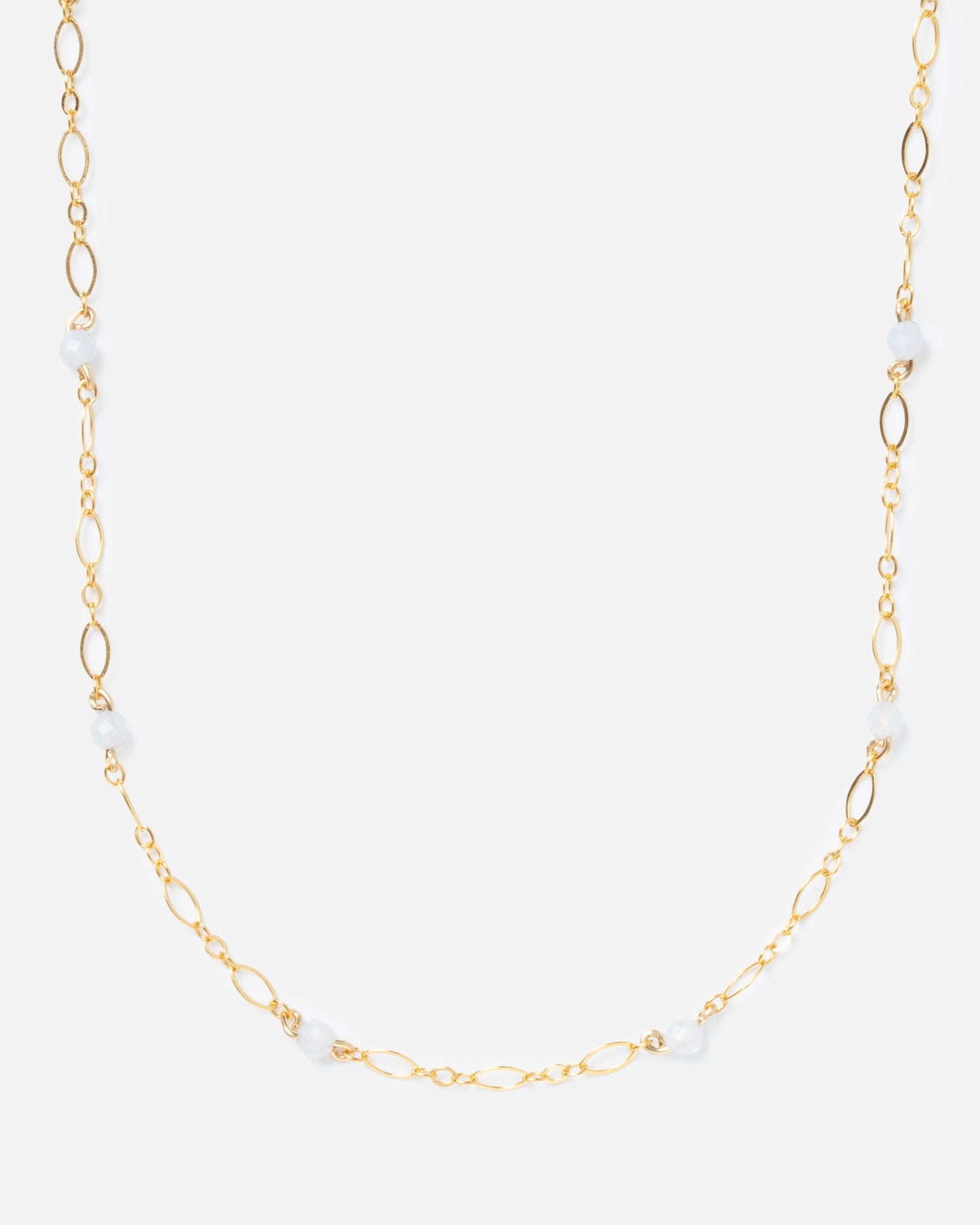 BLUE LACE AGATE BEADED 14K GOLD FILLED FANCY CHAIN