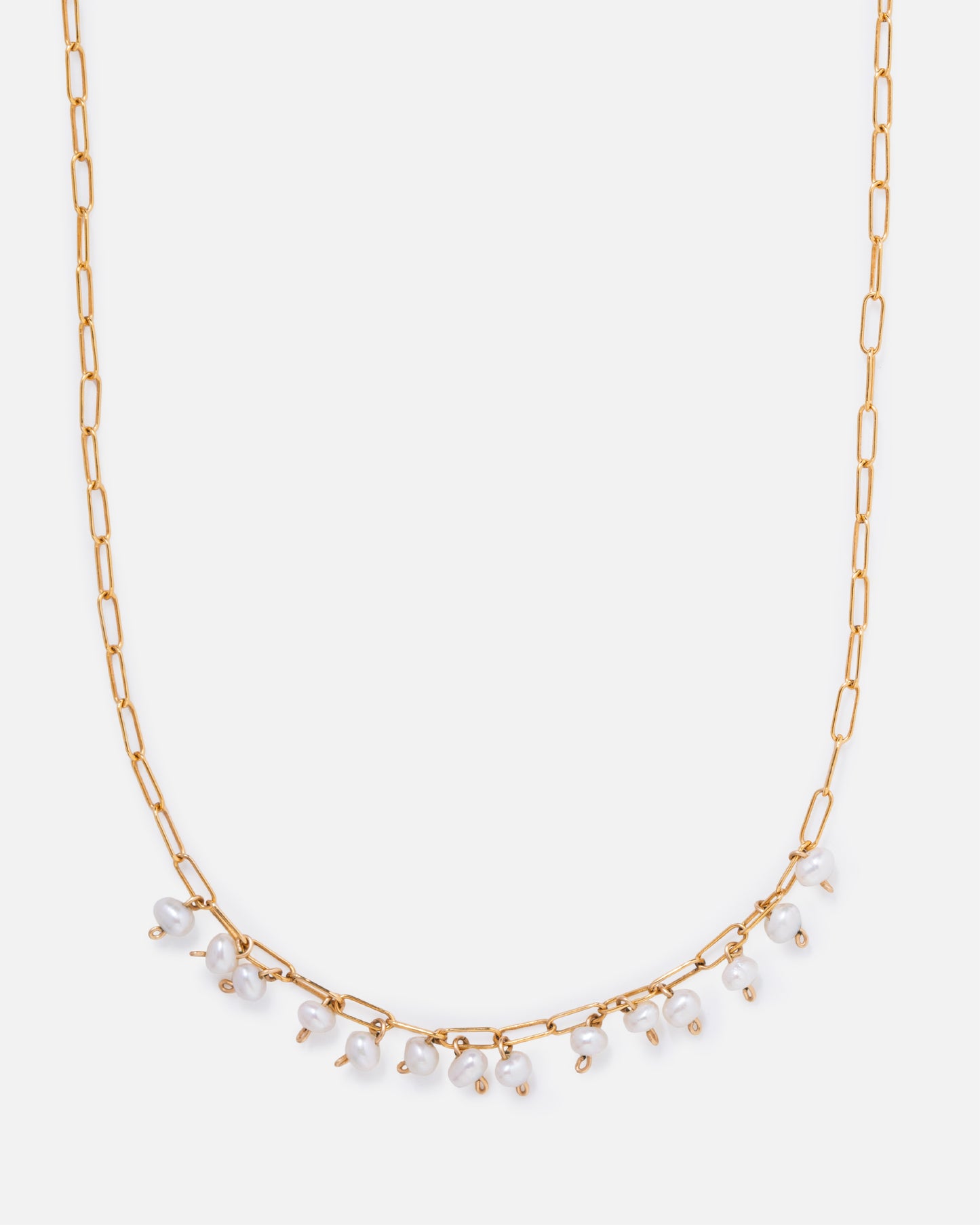 ELLA 14K GOLD FILLED PEARL AND PAPERCLIP CHAIN NECKLACE
