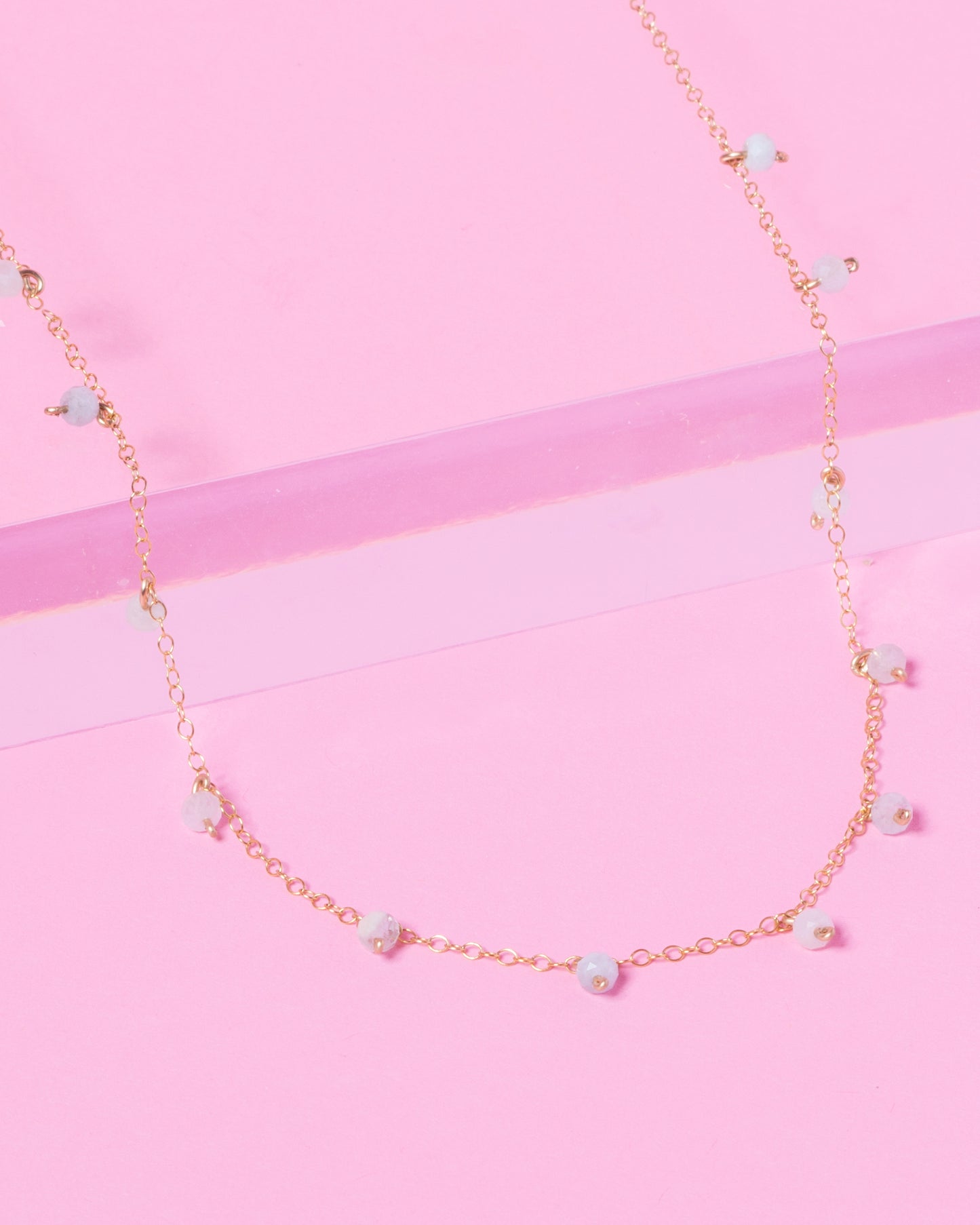 BLUE BERYL DAINTY 14K GOLD FILLED NECKLACE