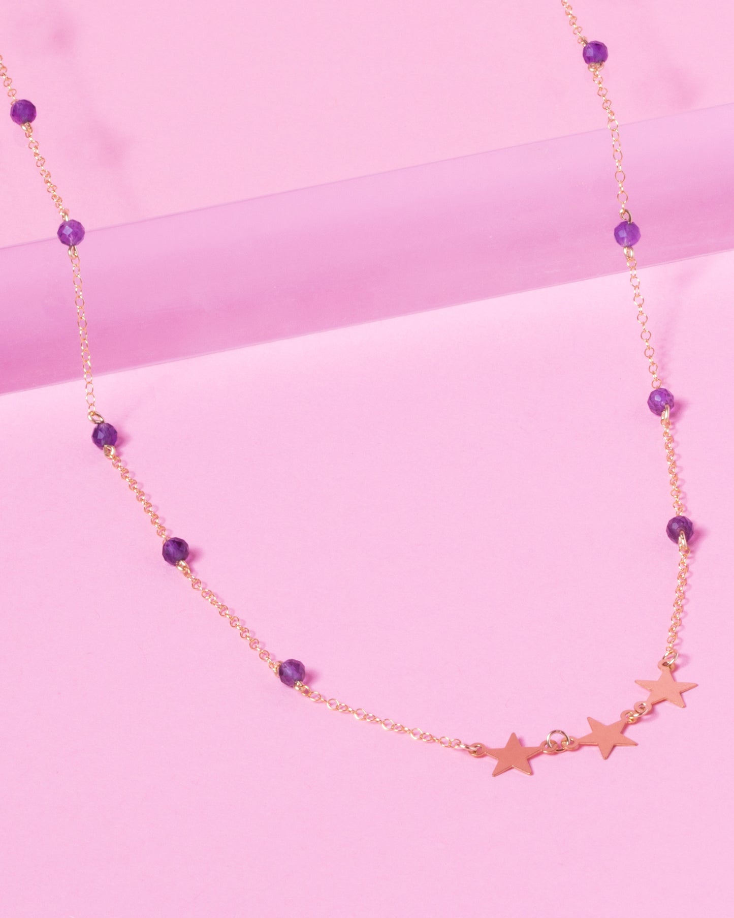 AMETHYST SHOOTING STAR 14K GOLD FILLED NECKLACE