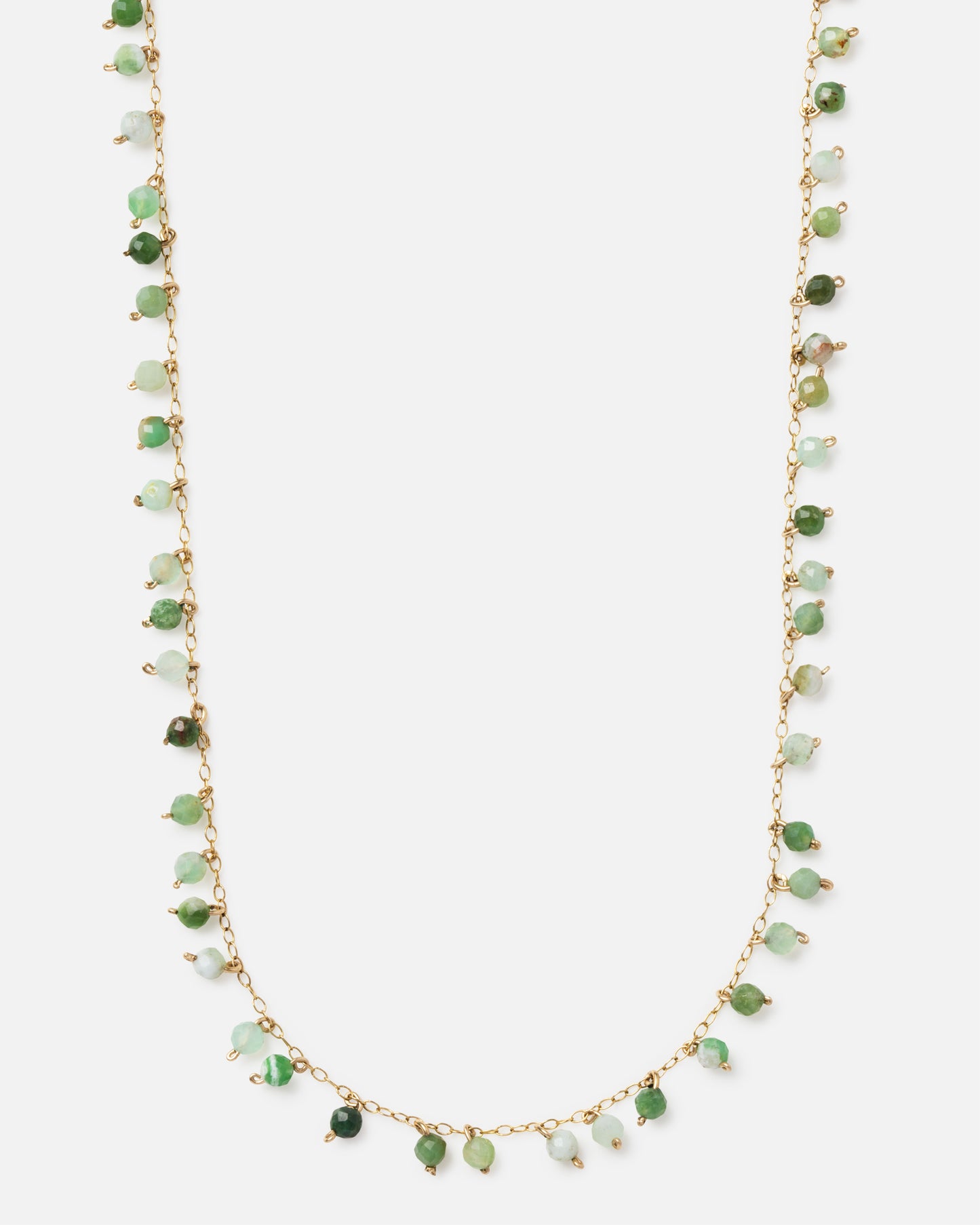 GREEN OPAL CONFETTI 14K GOLD FILLED SPRINKLED NECKLACE