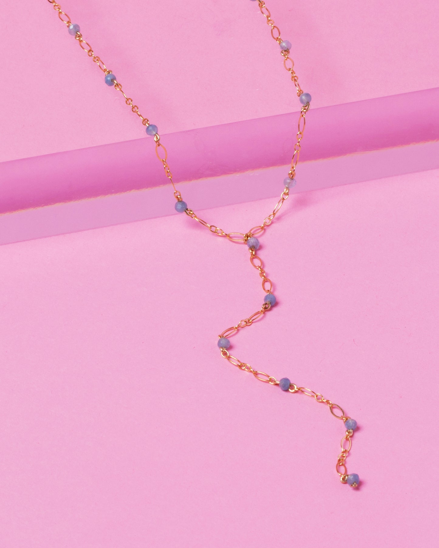 AQUAMARINE 14K GOLD FILLED DROP NECKLACE
