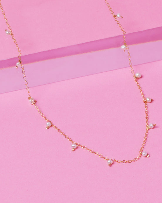14k Gold Filled Pearl Gemstone Necklace