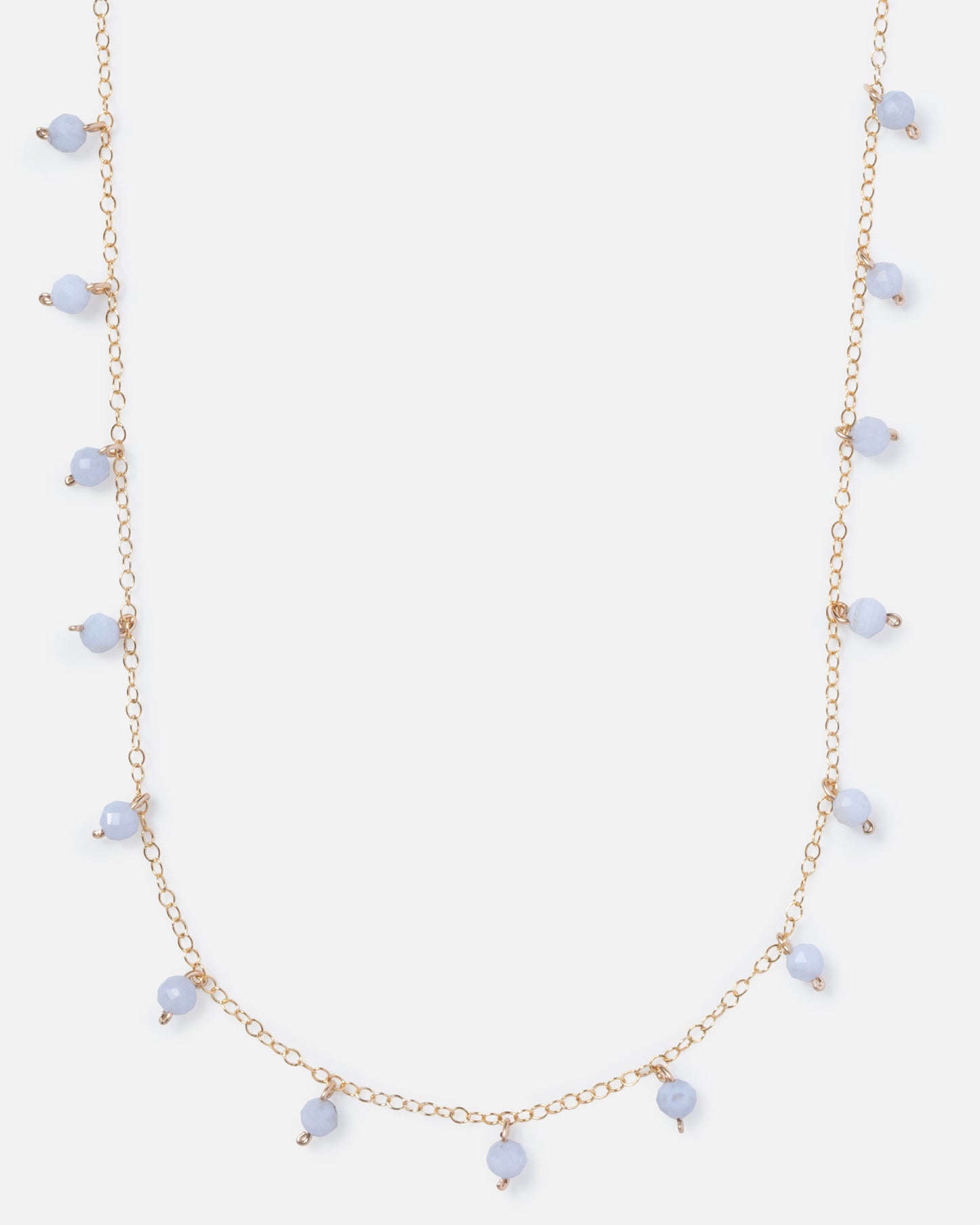 BLUE LACE AGATE SPRINKLES 14K GOLD FILLED NECKLACE