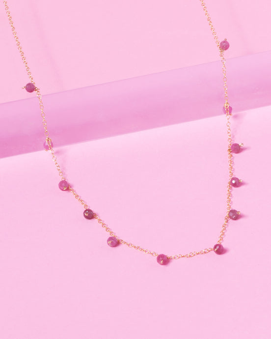 RHODONITE DAINTY 14K GOLD FILLED NECKLACE