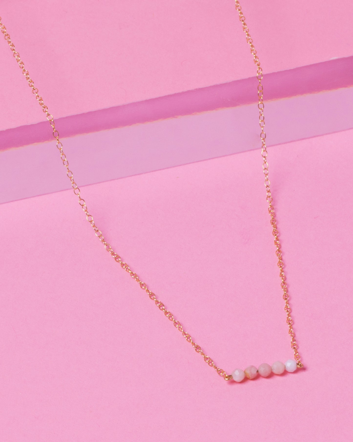 PINK OPAL CLUSTER 14K GOLD FILLED NECKLACE