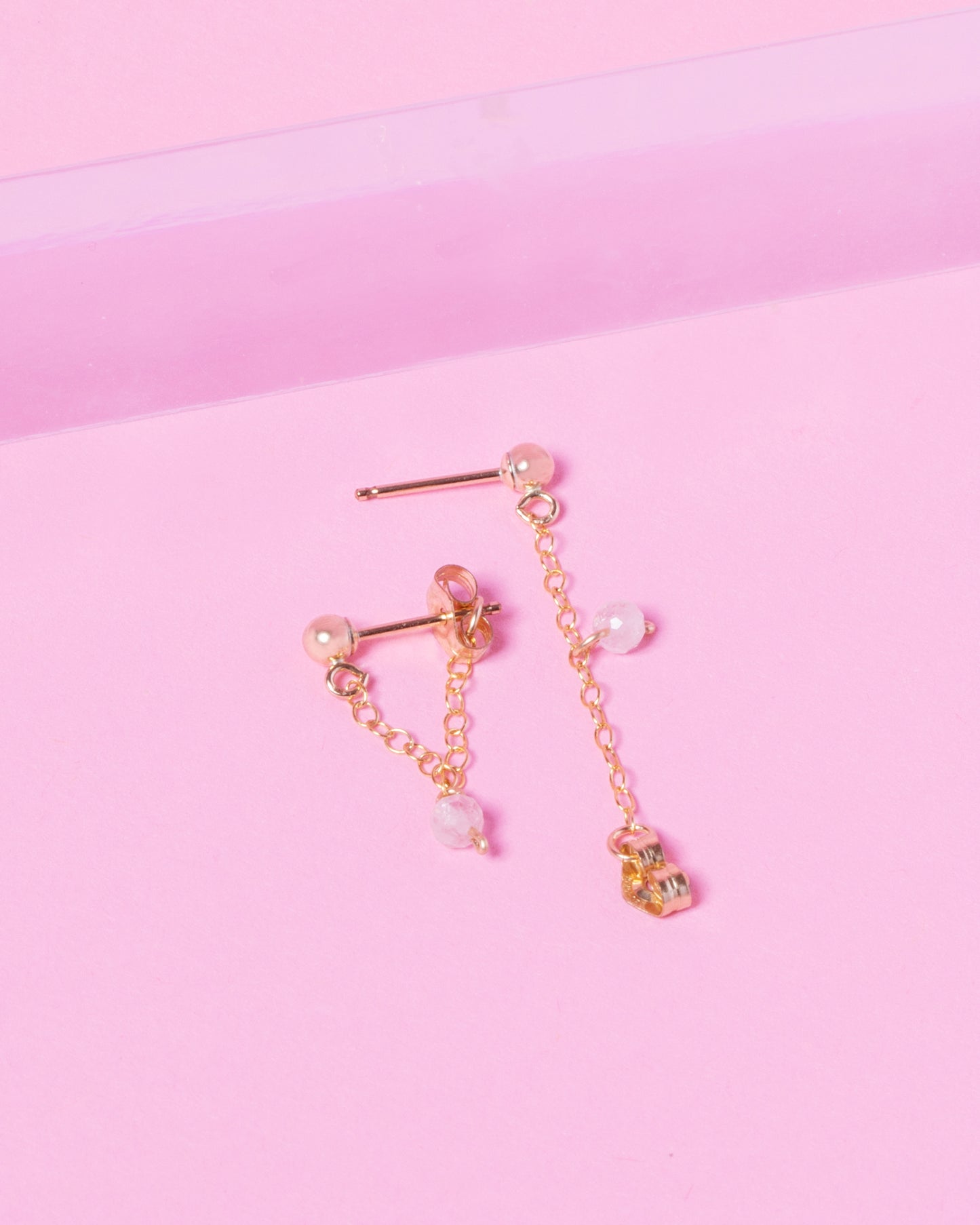 MORGANITE 14K GOLD FILLED HUGGIE EARRINGS