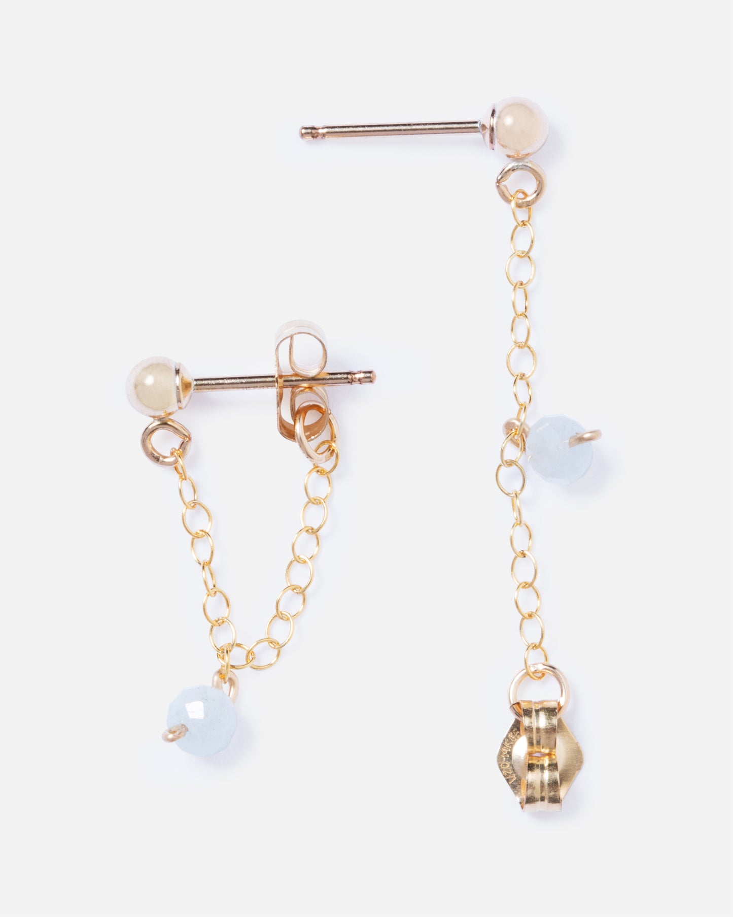 BLUE BERYL 14K GOLD FILLED HUGGIE EARRINGS