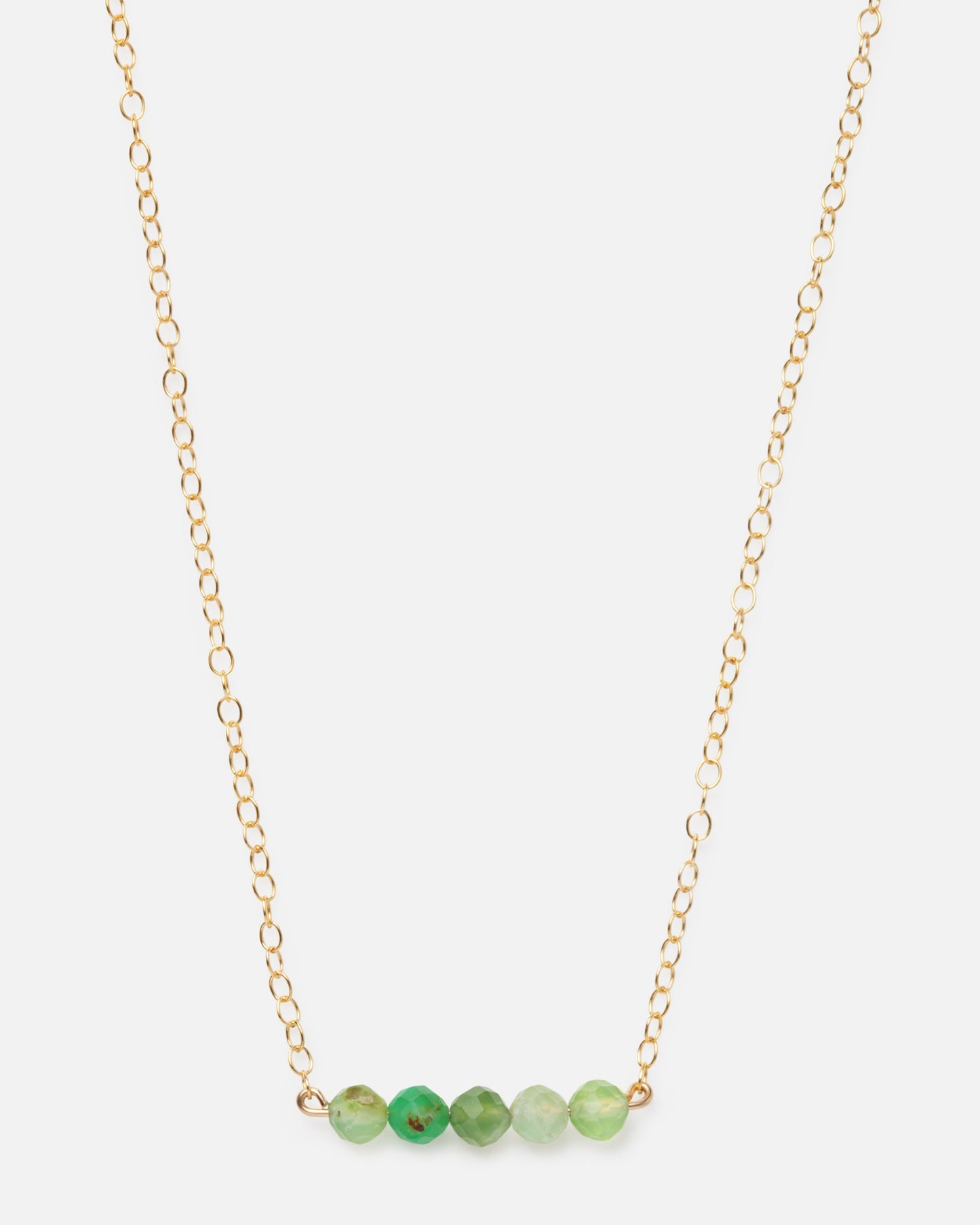 GREEN OPAL CLUSTER 14K GOLD FILLED NECKLACE