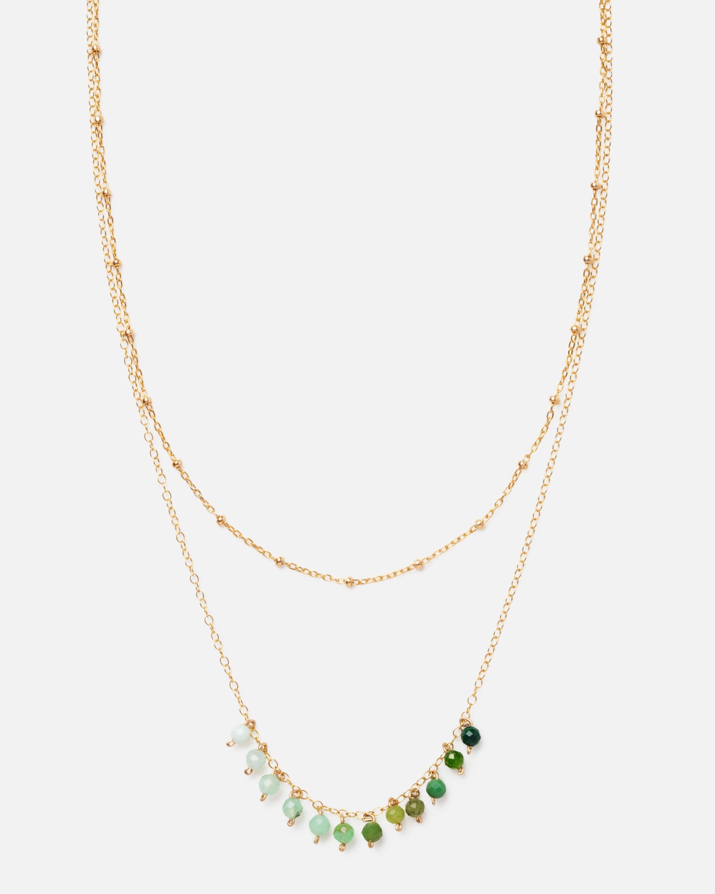 GREEN OPAL ELOISE 14K GOLD FILLED DOTTED CHAIN NECKLACE