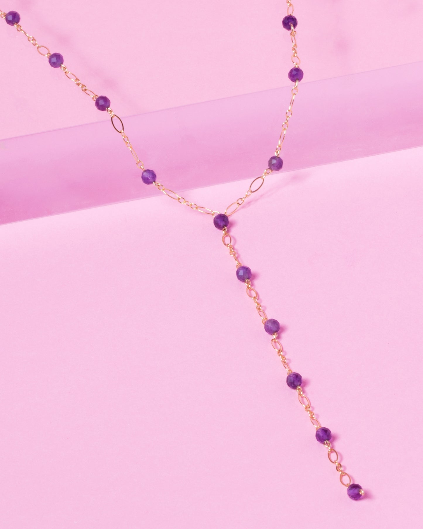 AMETHYST 14K GOLD FILLED DROP NECKLACE