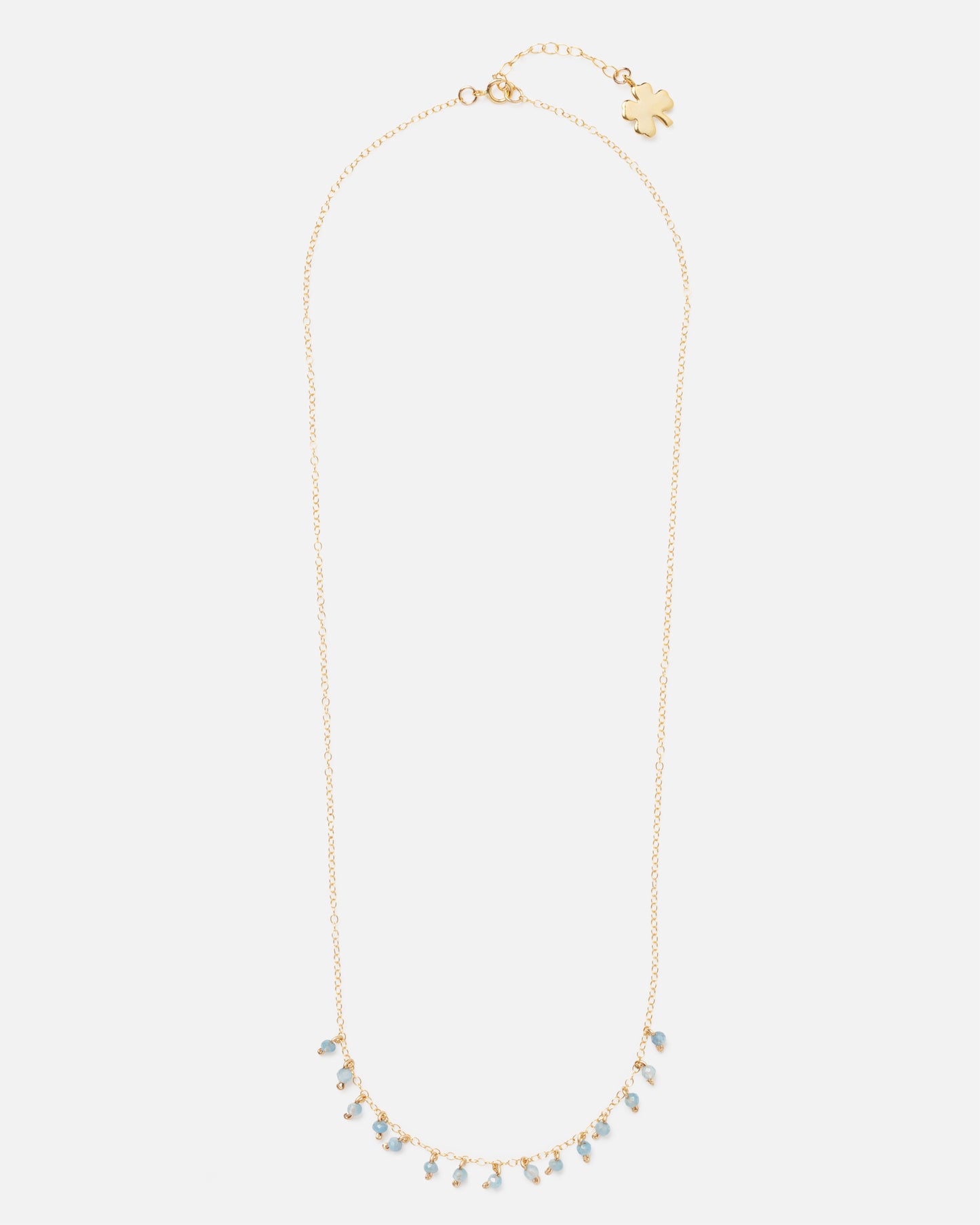 AQUAMARINE ROBIN 14K GOLD FILLED DROP NECKLACE