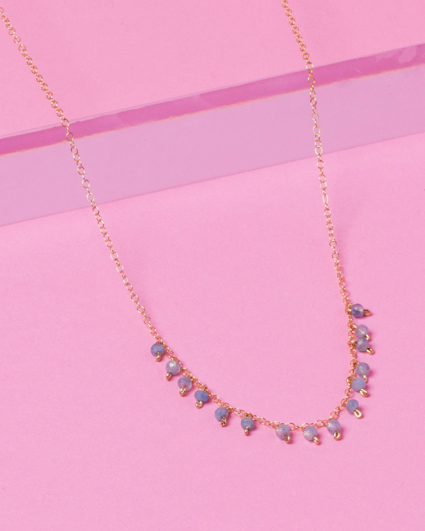 AQUAMARINE ROBIN 14K GOLD FILLED DROP NECKLACE