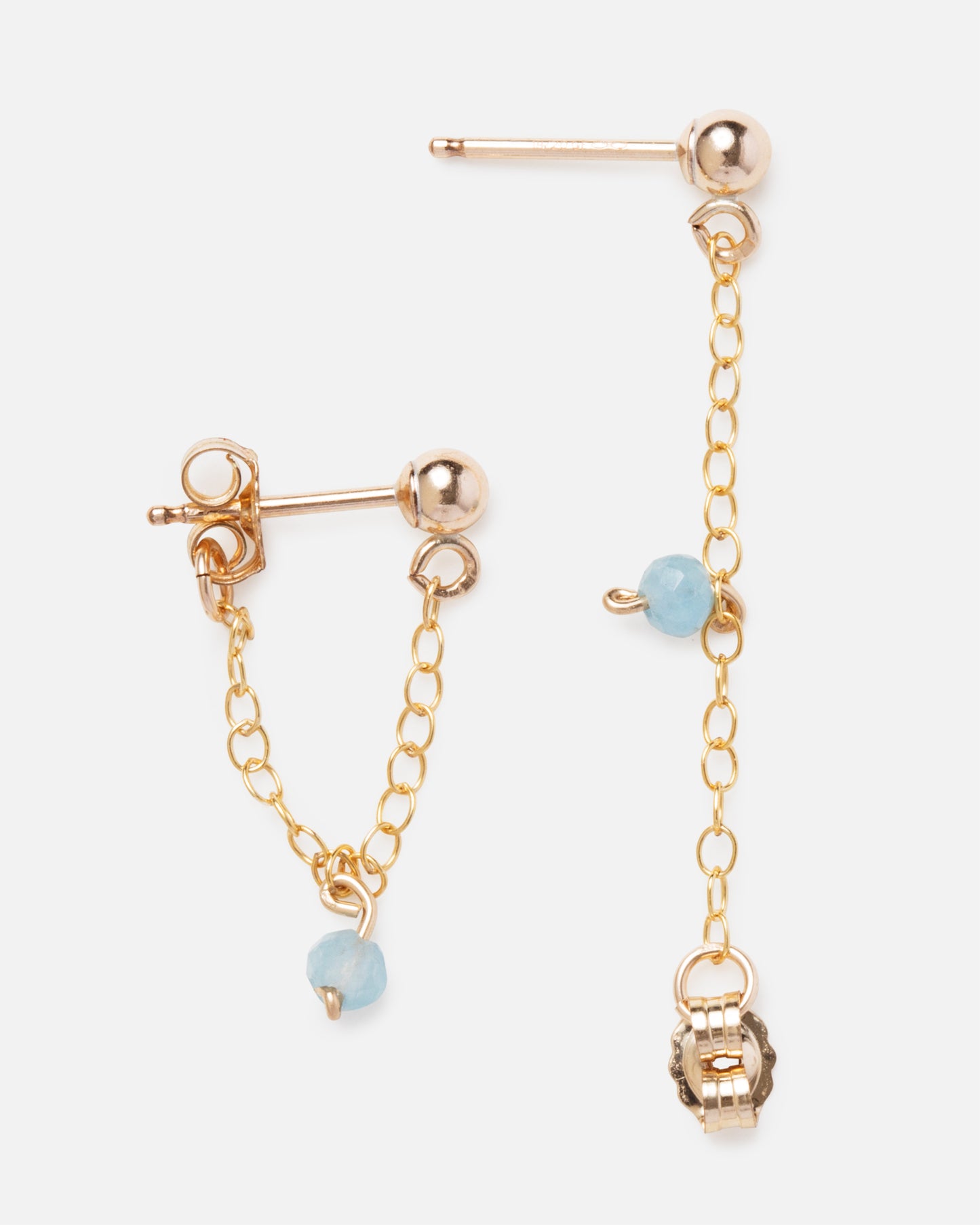 AQUAMARINE 14K GOLD FILLED HUGGIE EARRINGS