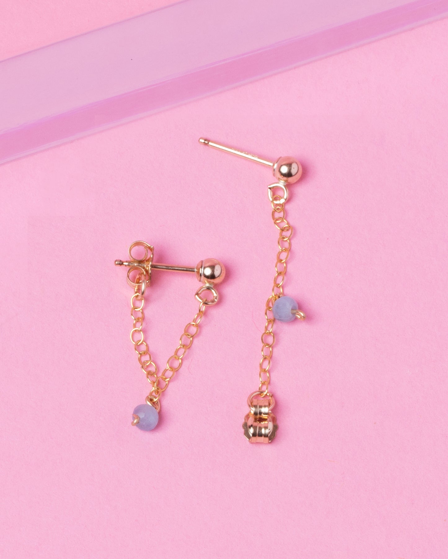 AQUAMARINE 14K GOLD FILLED HUGGIE EARRINGS