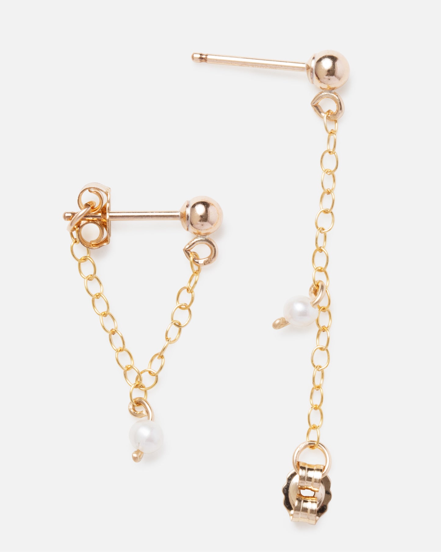 PEARL 14K GOLD FILLED HUGGIE EARRINGS