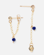 Load image into Gallery viewer, LAPIS 14K GOLD FILLED HUGGIE EARRINGS