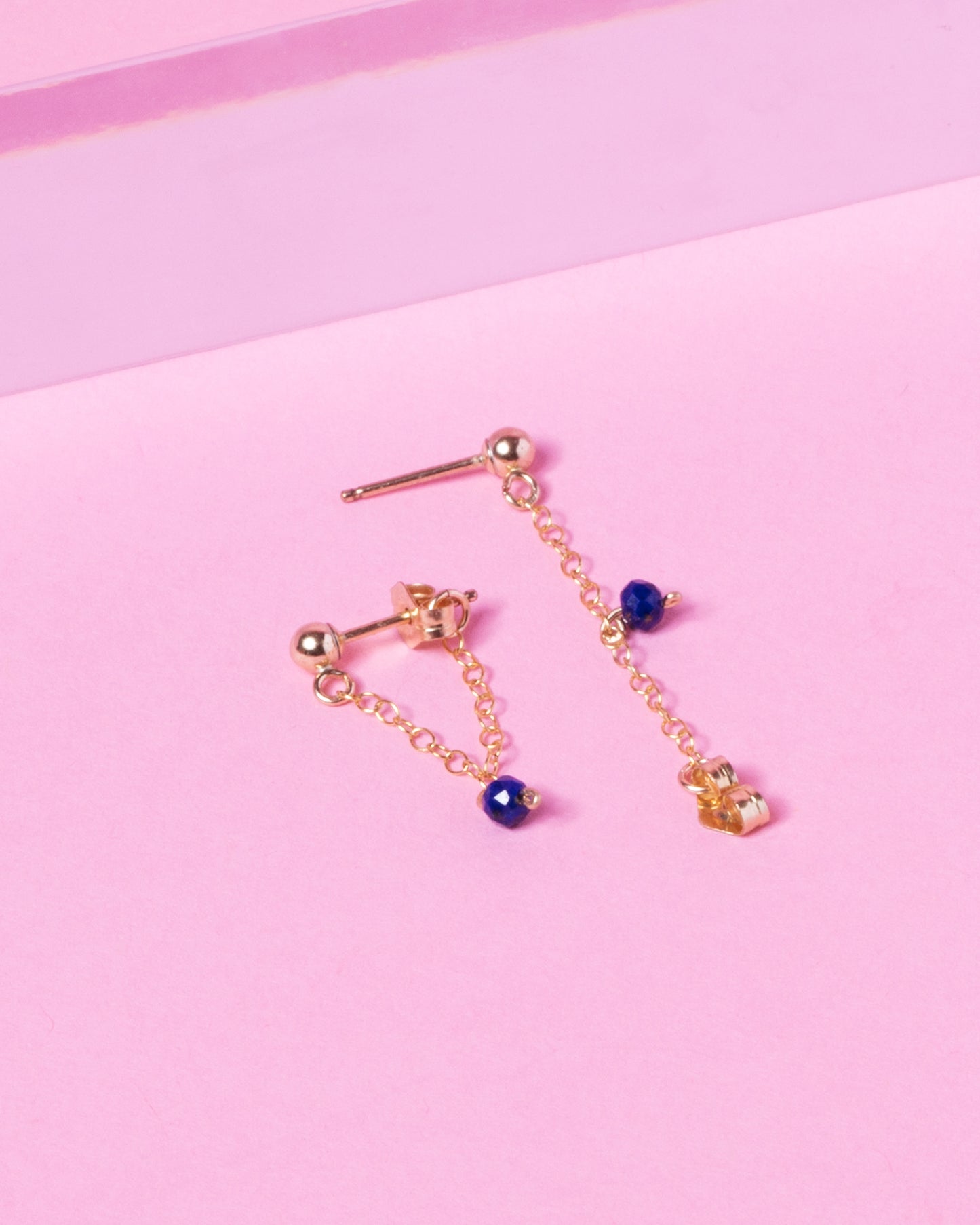 LAPIS 14K GOLD FILLED HUGGIE EARRINGS