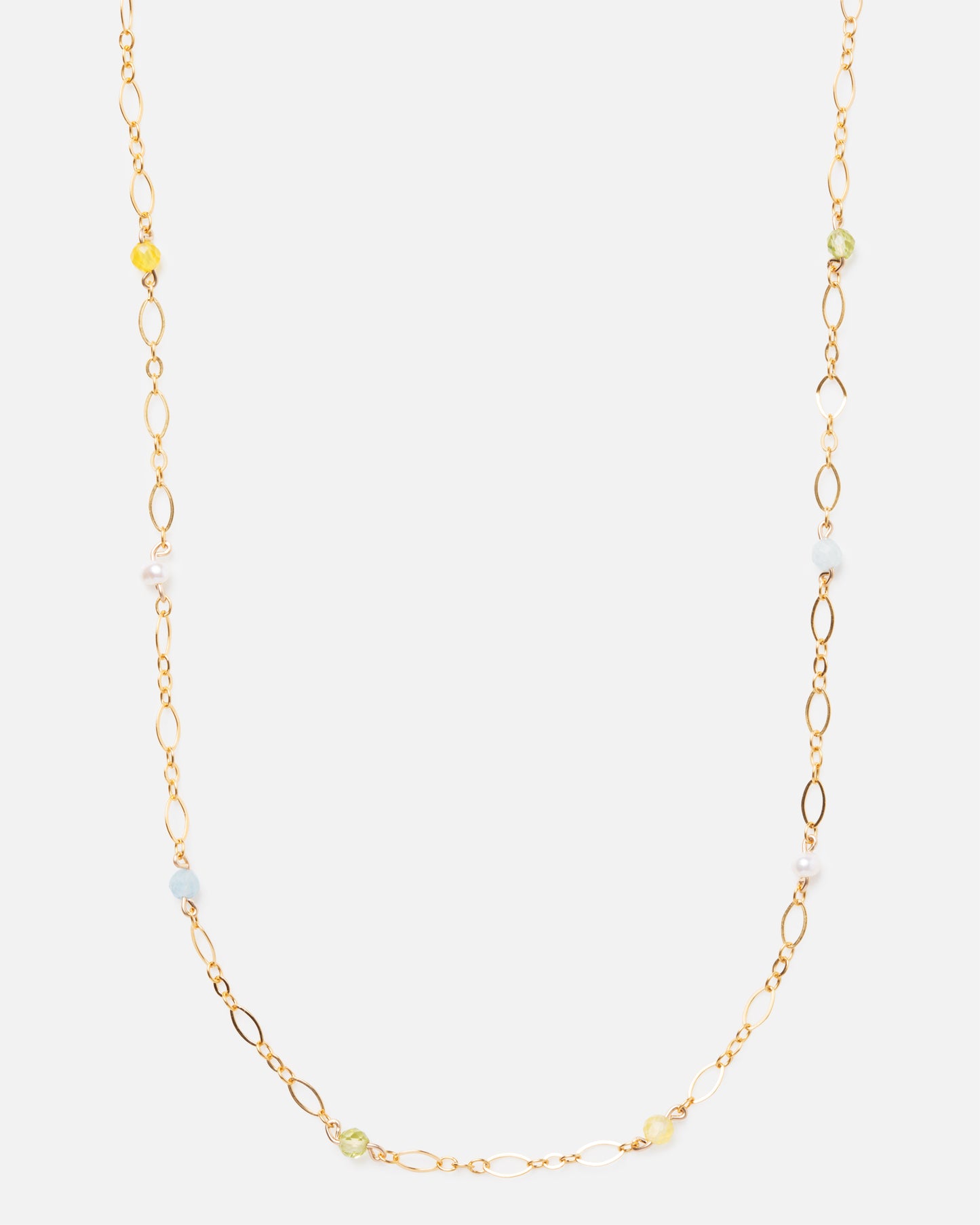 LEAH'S MULTI-GEM BEADED 14K GOLD FILLED FANCY CHAIN