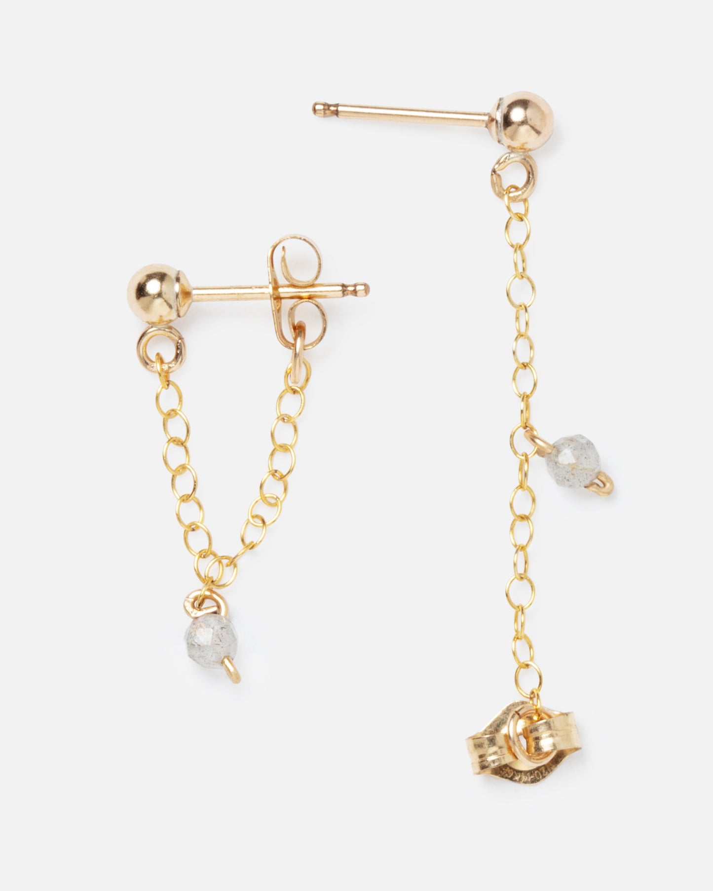 LABRADORITE 14K GOLD FILLED HUGGIE EARRINGS