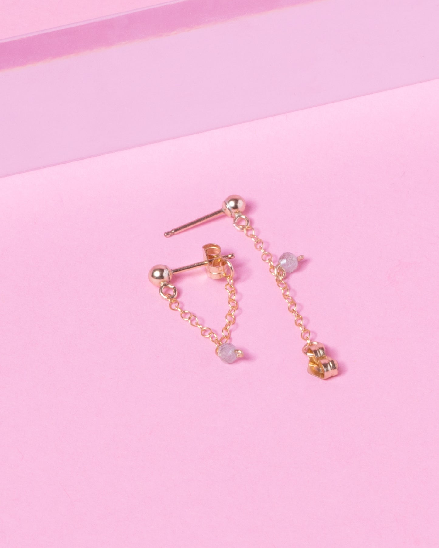 LABRADORITE 14K GOLD FILLED HUGGIE EARRINGS