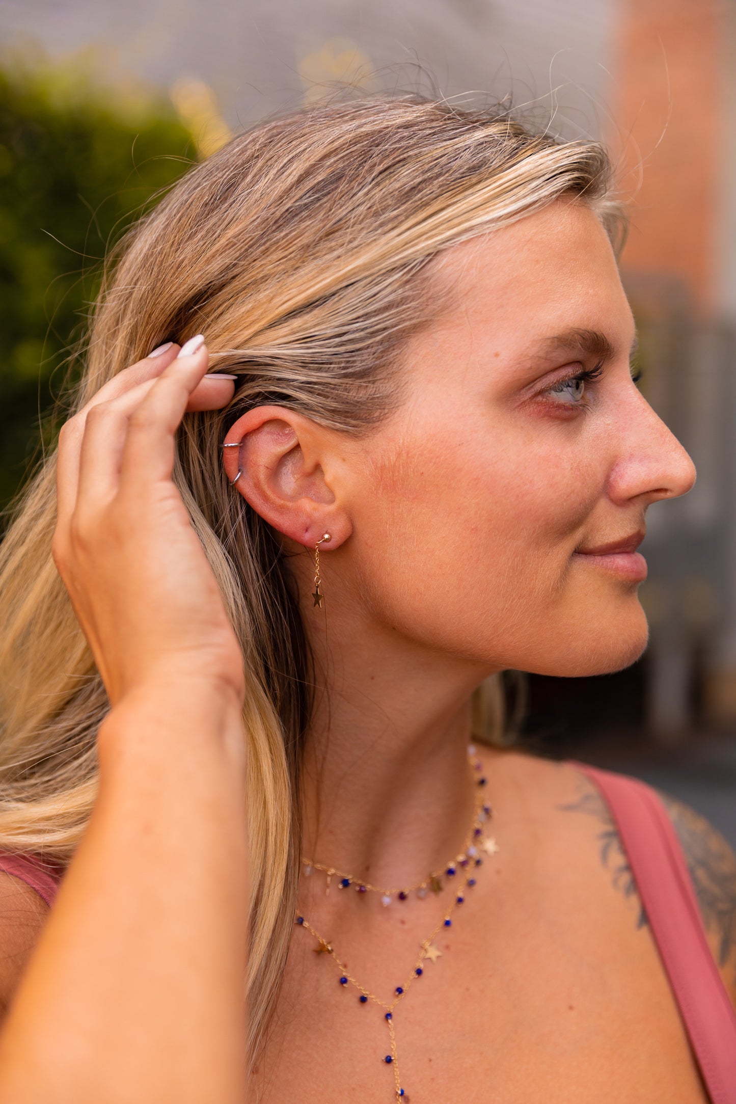 STAR 14K GOLD FILLED HUGGIE EARRINGS