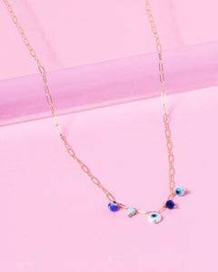 EVIL EYE CHARMED 14K GOLD FILLED NECKLACE