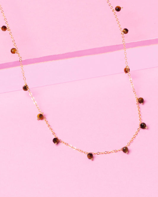TIGER'S EYE DAINTY 14K GOLD FILLED NECKLACE