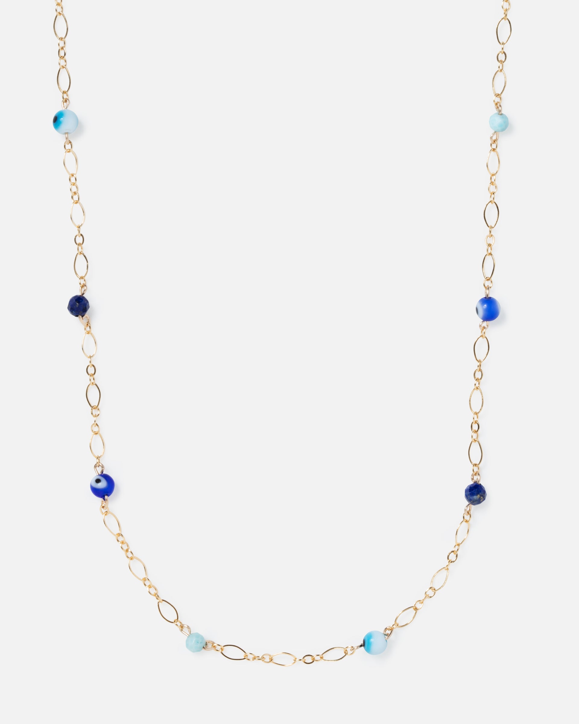 evil eye beads and gemstones with fancy chain