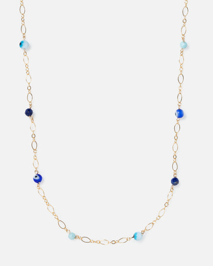 evil eye beads and gemstones with fancy chain