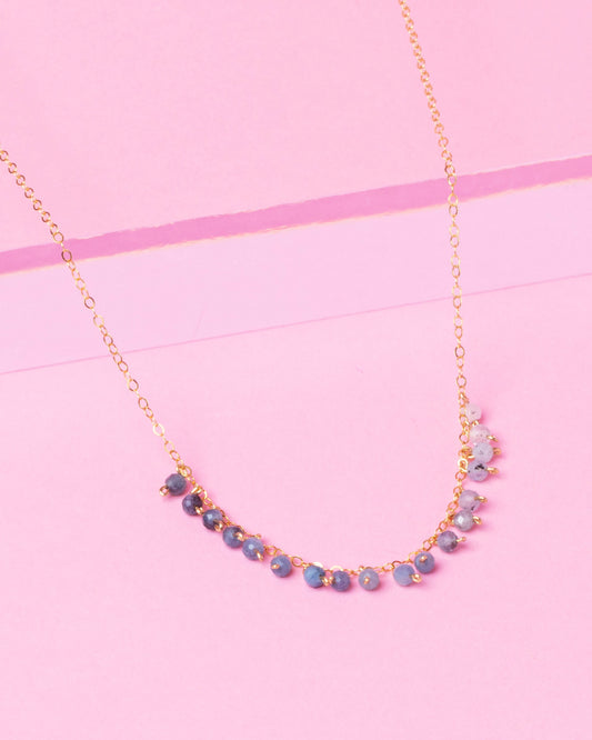 OMBRÉ AQUAMARINE ROBIN 14K GOLD FILLED DROP NECKLACE