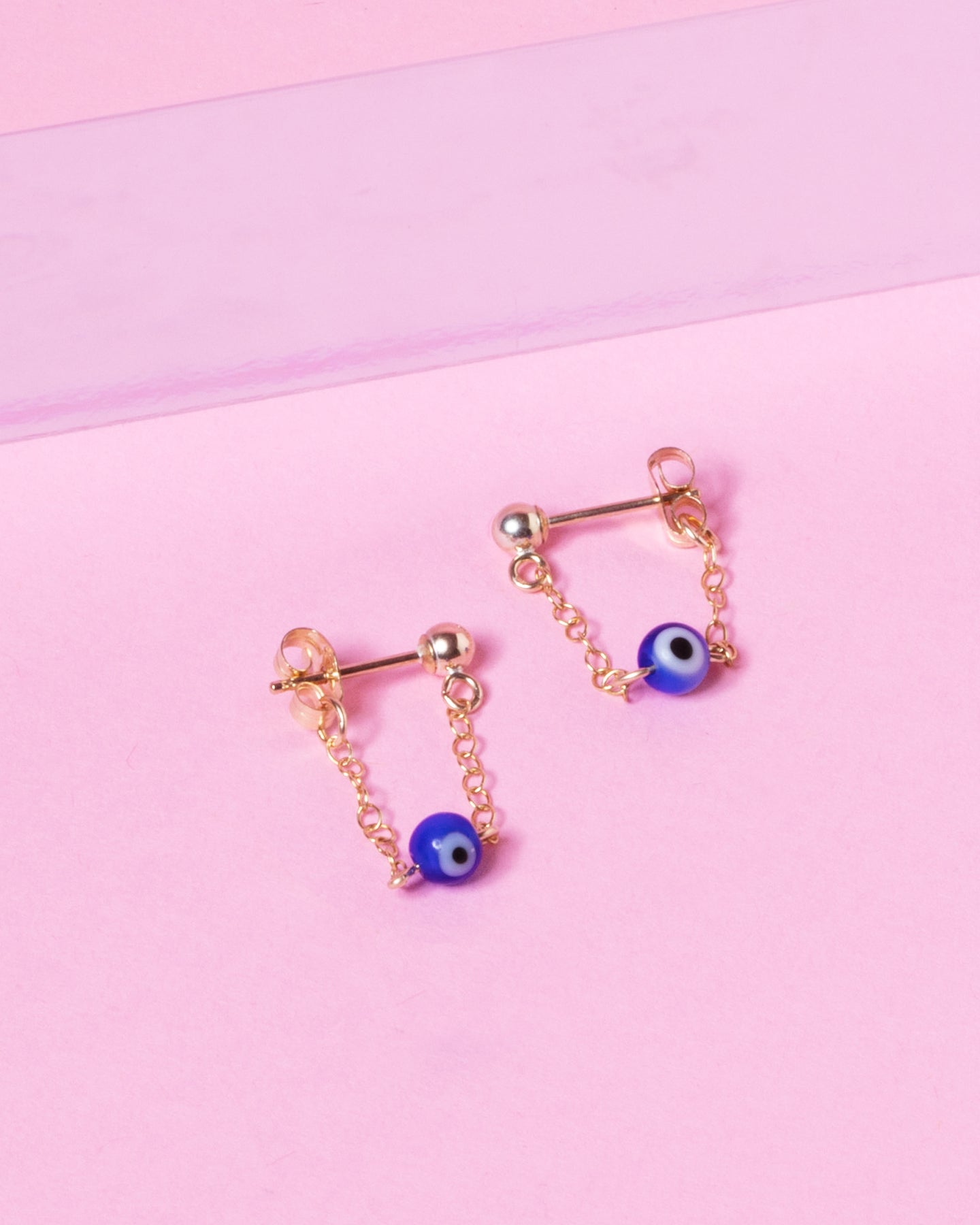 EVIL EYE 14K GOLD FILLED HUGGIE EARRINGS