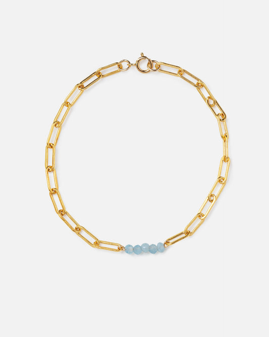 AQUAMARINE PAPERCLIP CLUSTER 14K GOLD FILLED BRACELET