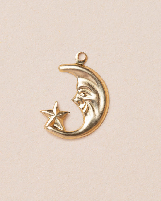 MOON FACE CHARM 14K GOLD FILLED
