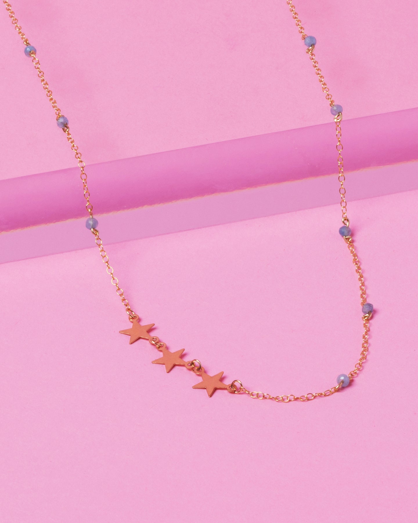 SHOOTING STAR AQUAMARINE 14K GOLD FILLED NECKLACE