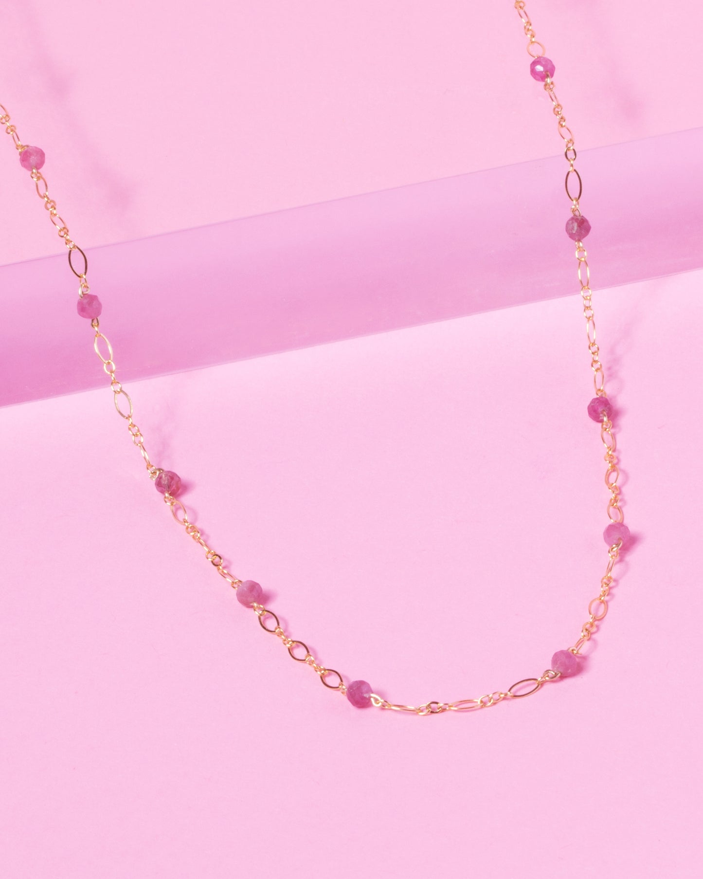 RHODONITE BEADED 14K GOLD FILLED FANCY CHAIN