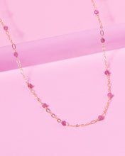 Load image into Gallery viewer, RHODONITE BEADED 14K GOLD FILLED FANCY CHAIN