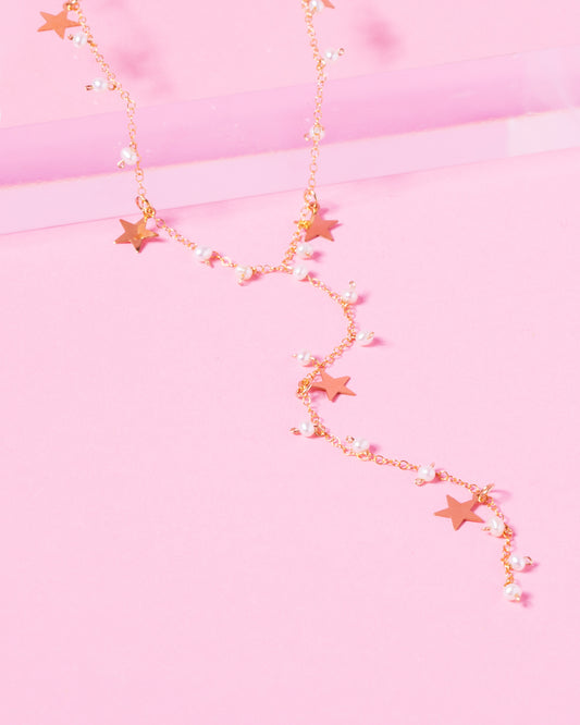 PEARL MADELINE 14K GOLD FILLED STARS DROP NECKLACE