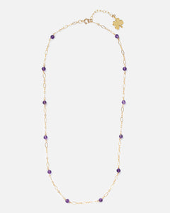 AMETHYST BEADED 14K GOLD FILLED FANCY CHAIN