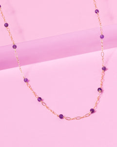 AMETHYST BEADED 14K GOLD FILLED FANCY CHAIN