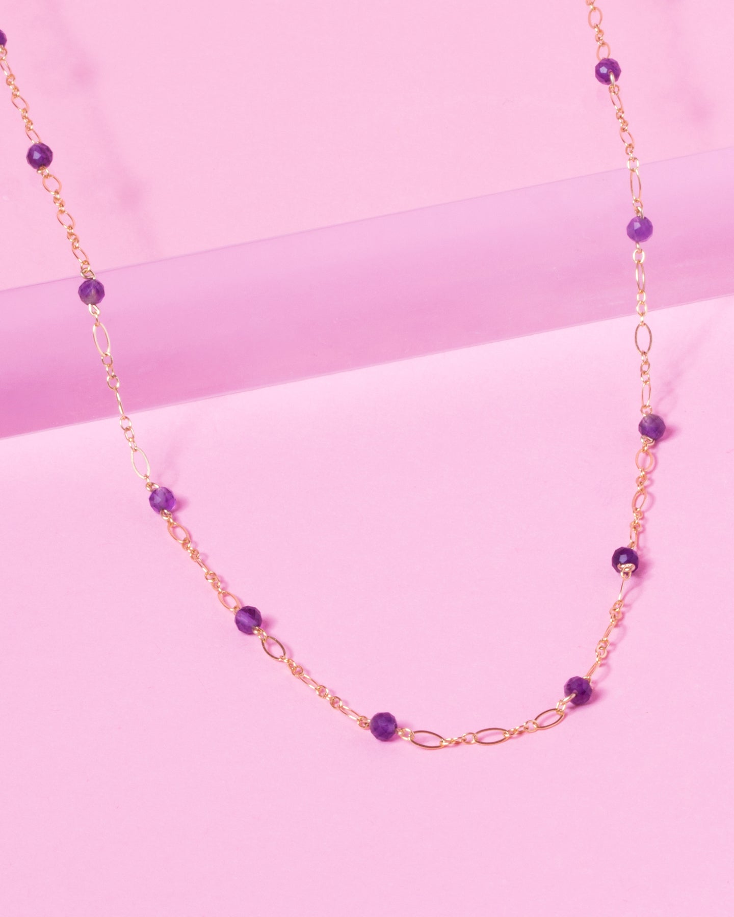 AMETHYST BEADED 14K GOLD FILLED FANCY CHAIN